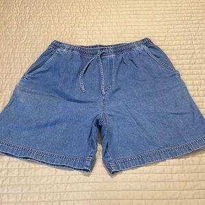Cabin Creek VINTAGE WOMENS SIZE M Blue Cotton Shorts PULL ON ELASTIC WAISTBAND